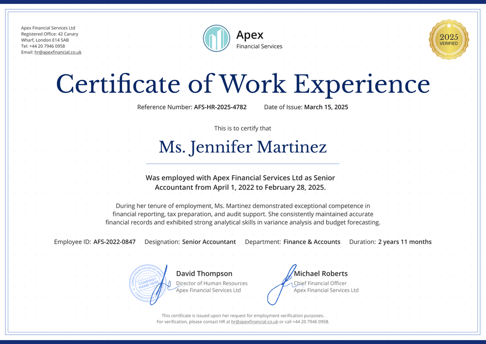 Professional Work Experience Certificate Template – Landscape Professional Work Experience Certificate Template – Landscape