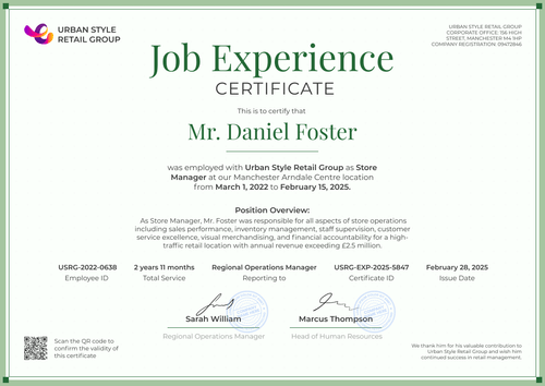 Simple Work Experience Certificate Template for Free - Landscape Simple Work Experience Certificate Template for Free - Landscape