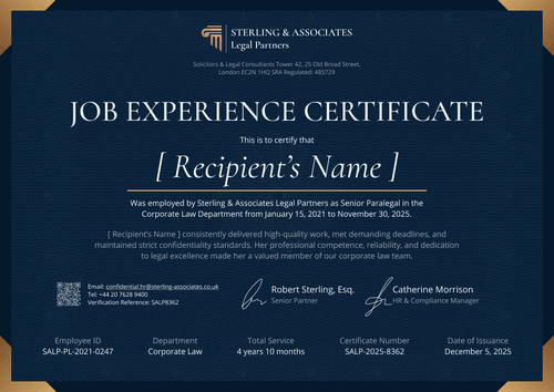 Polished Work Experience Certificate Template - Landscape Polished Work Experience Certificate Template - Landscape