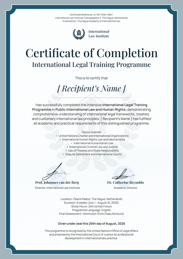 Editable Lawyer Certificate Template For Legal Training - Portrait Editable Lawyer Certificate Template For Legal Training - Portrait