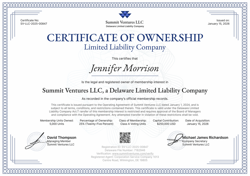 Free LLC Certificate of Ownership Template Landscape Free LLC Certificate of Ownership Template Landscape