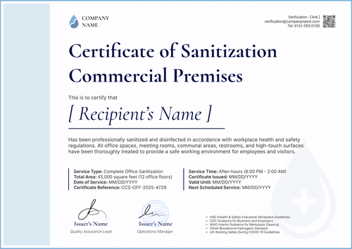 Sanitization Certificate Template Landscape Sanitization Certificate Template Landscape