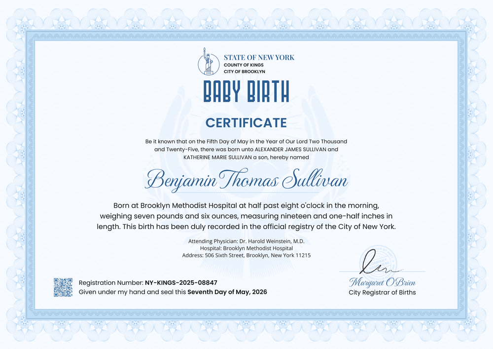 Baby Birth Certificate Template – Landscape Baby Birth Certificate Template – Landscape