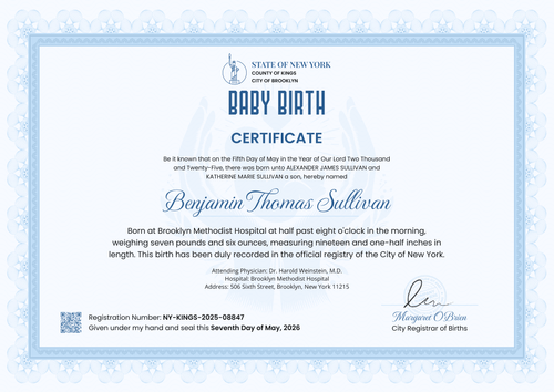 Baby Birth Certificate Template – Landscape Baby Birth Certificate Template – Landscape