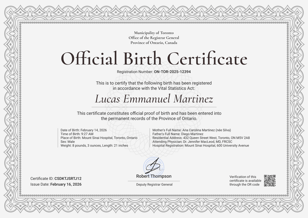 Birth Certificate Template in Grey – Landscape Birth Certificate Template in Grey – Landscape