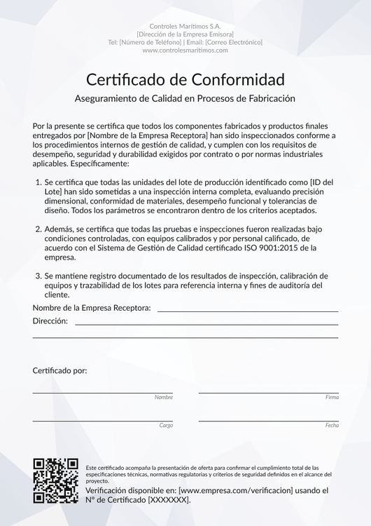 Plantilla de certificado de conformidad profesional – Portrait Plantilla de certificado de conformidad profesional – Portrait
