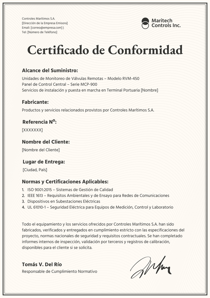 Certificado de conformidad refinado – Portrait Certificado de conformidad refinado – Portrait