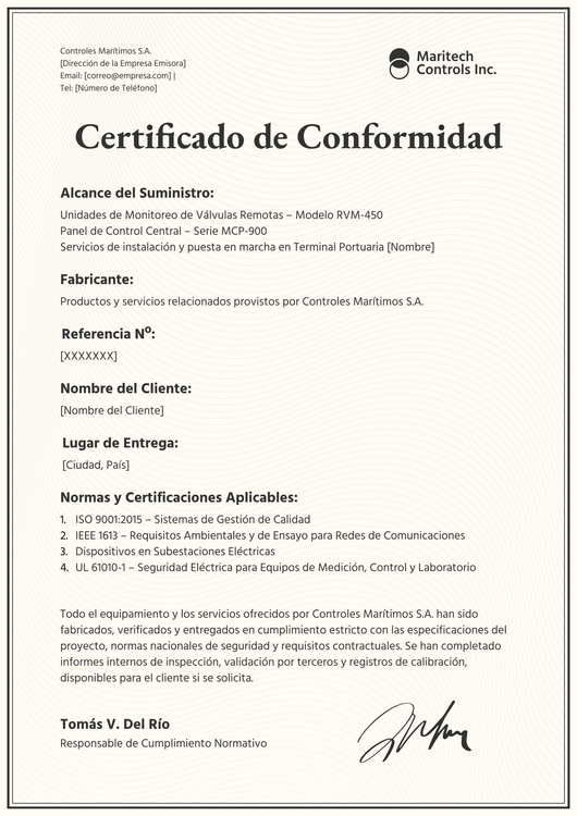 Certificado de conformidad refinado – Portrait Certificado de conformidad refinado – Portrait