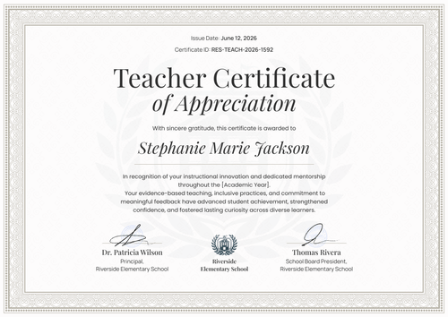 Free Teacher Certificate of Appreciation Template – Landscape Free Teacher Certificate of Appreciation Template – Landscape