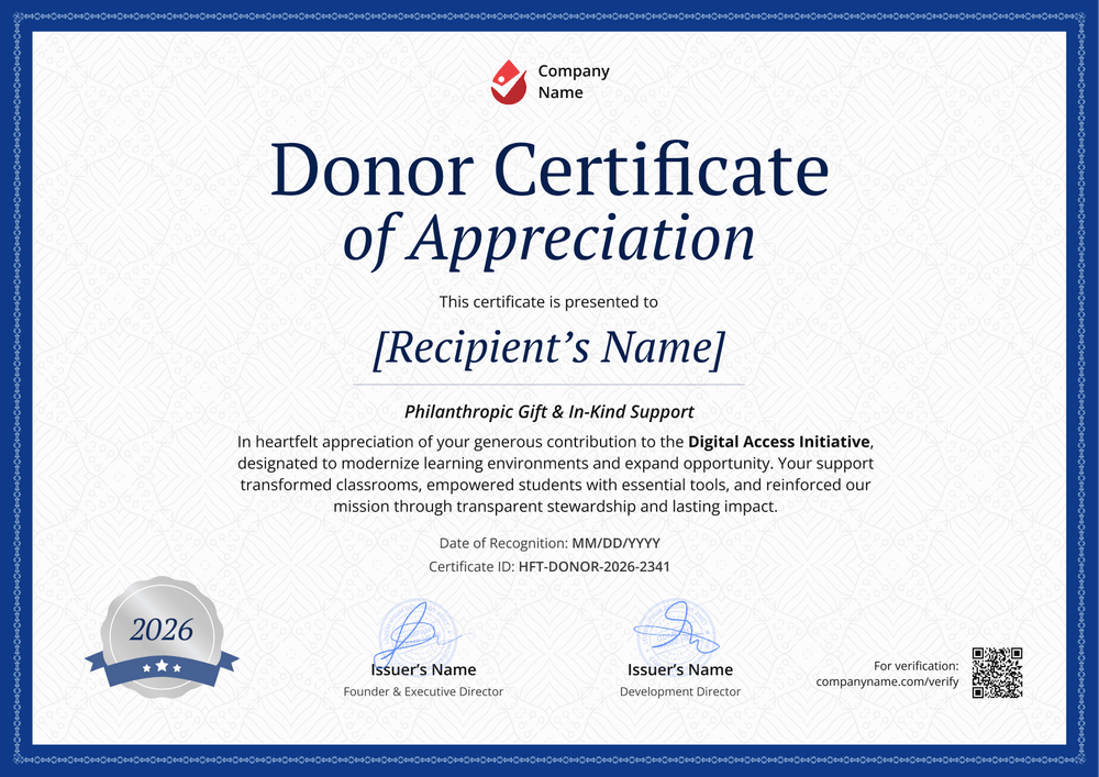 Donor Certificate of Appreciation Template – Landscape Donor Certificate of Appreciation Template – Landscape