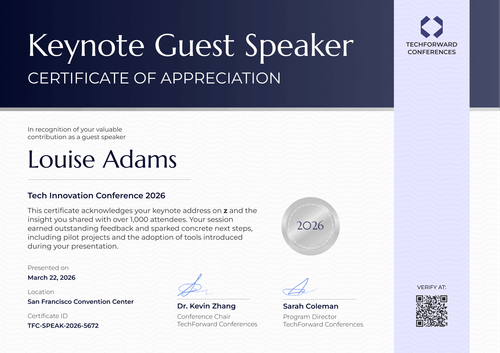 Keynote Guest Speaker Certificate of Appreciation – Landscape Keynote Guest Speaker Certificate of Appreciation – Landscape