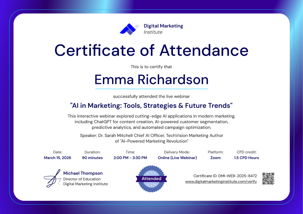 Free Webinar Certificate of Attendance – Landscape Free Webinar Certificate of Attendance – Landscape