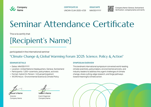 Seminar Attendance Certificate Template for Immediate Use - Landscape Seminar Attendance Certificate Template for Immediate Use - Landscape