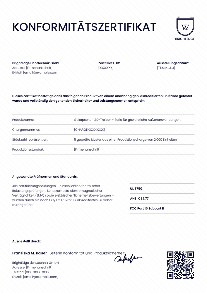 Konformitätszertifikat Vorlage – Hochformat Konformitätszertifikat Vorlage – Hochformat