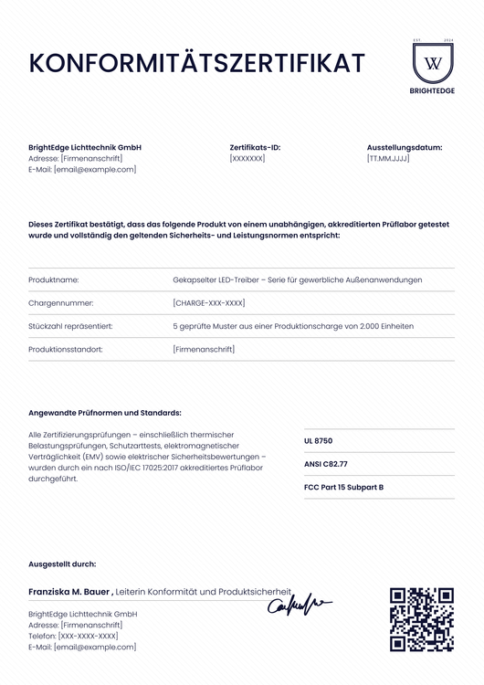 Konformitätszertifikat Vorlage – Hochformat Konformitätszertifikat Vorlage – Hochformat
