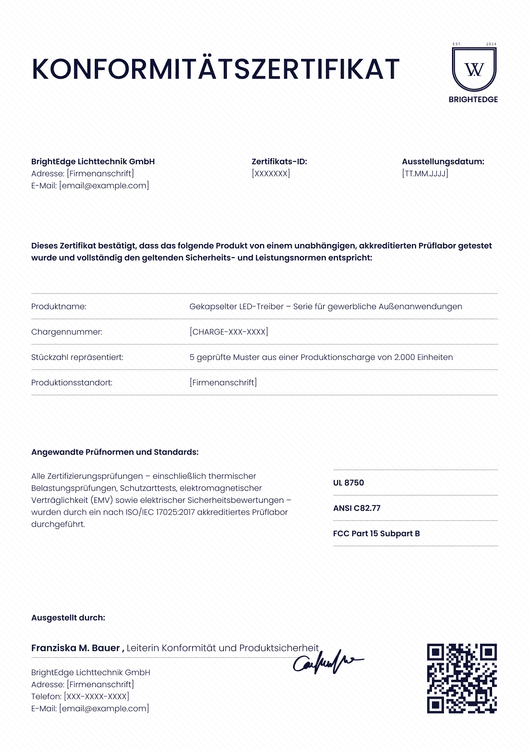 Konformitätszertifikat Vorlage – Hochformat Konformitätszertifikat Vorlage – Hochformat