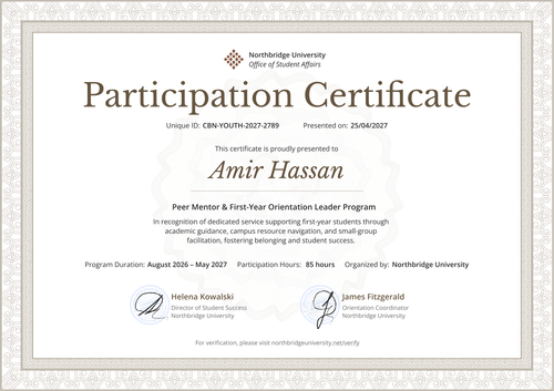 Bright and brown participation certificate template Bright and brown participation certificate template