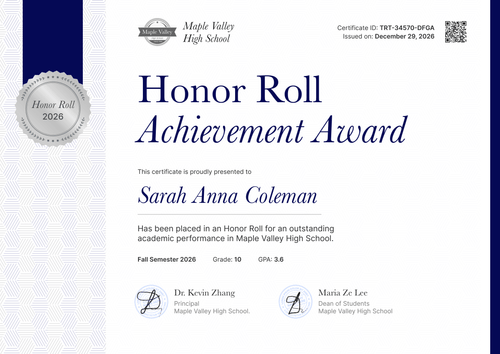 Timeless Honor Roll Template – Landscape Timeless Honor Roll Template – Landscape