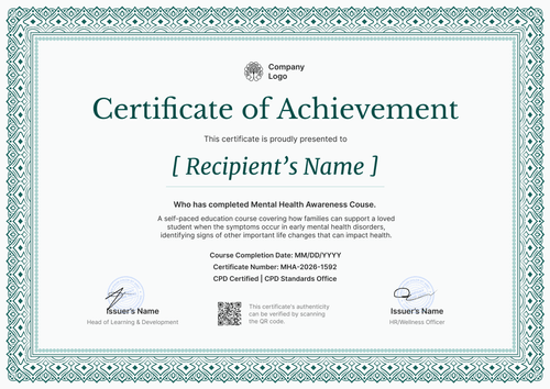 Editable Mental Health Awareness Certificate Template - Landscape Editable Mental Health Awareness Certificate Template - Landscape