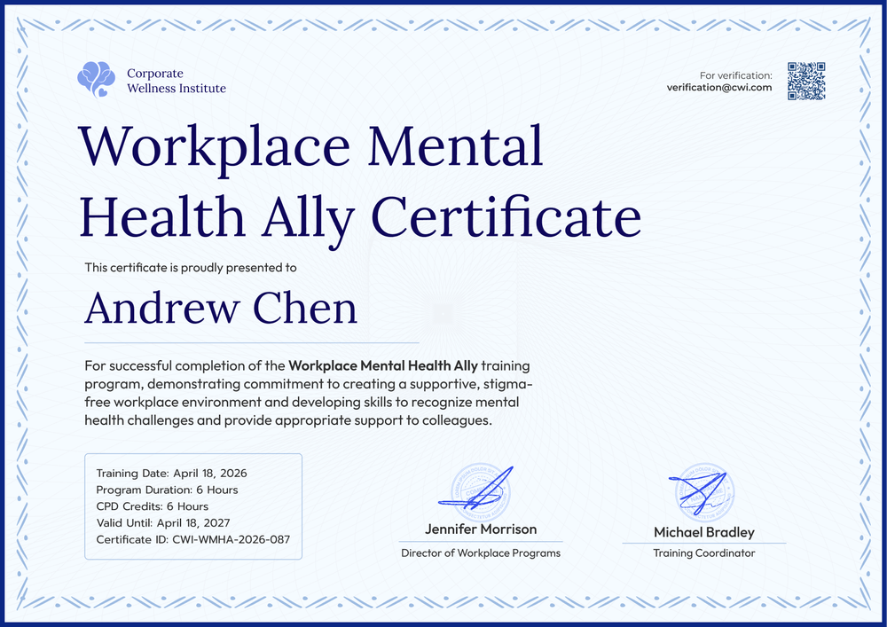 Free Workplace Mental Health Ally Certificate – Landscape Free Workplace Mental Health Ally Certificate – Landscape