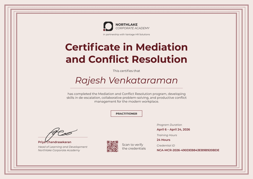 Certificate in Mediation and Conflict Resolution Certificate in Mediation and Conflict Resolution