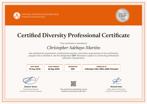 Diversity Professional Certificate Diversity Professional Certificate