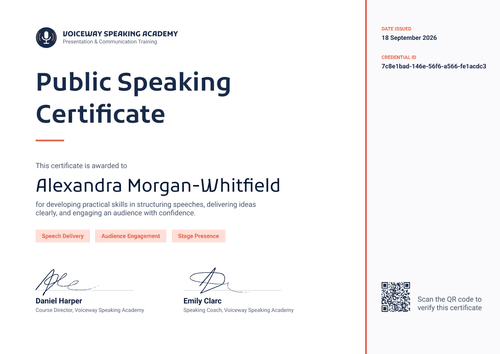 Public Speaking Certificate Public Speaking Certificate