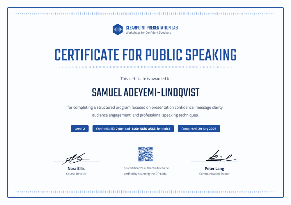 Public Speaking Course Certificate Public Speaking Course Certificate
