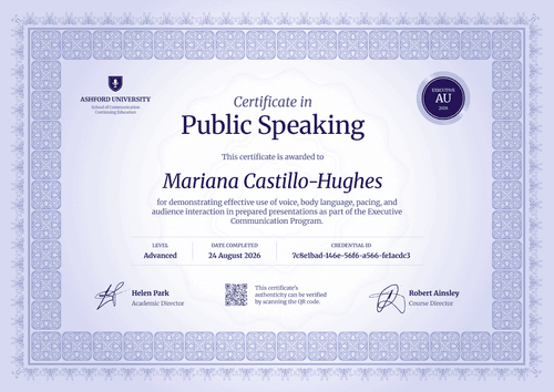 University Public Speaking Certificate University Public Speaking Certificate