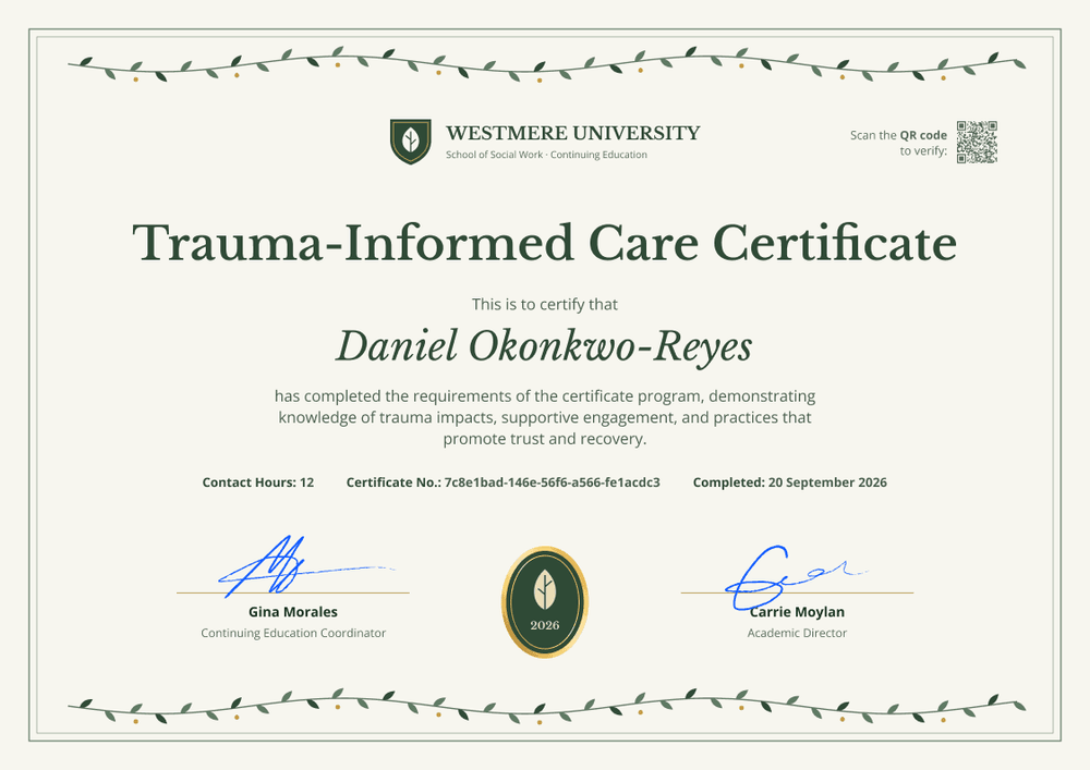 Trauma-Informed Care Certificate Trauma-Informed Care Certificate