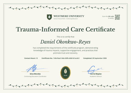 Trauma-Informed Care Certificate Trauma-Informed Care Certificate