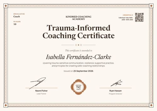 Trauma-Informed Coaching Certificate Trauma-Informed Coaching Certificate