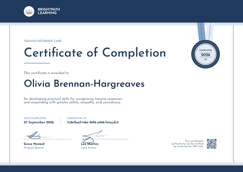 Trauma-Informed Care Completion Certificate Trauma-Informed Care Completion Certificate