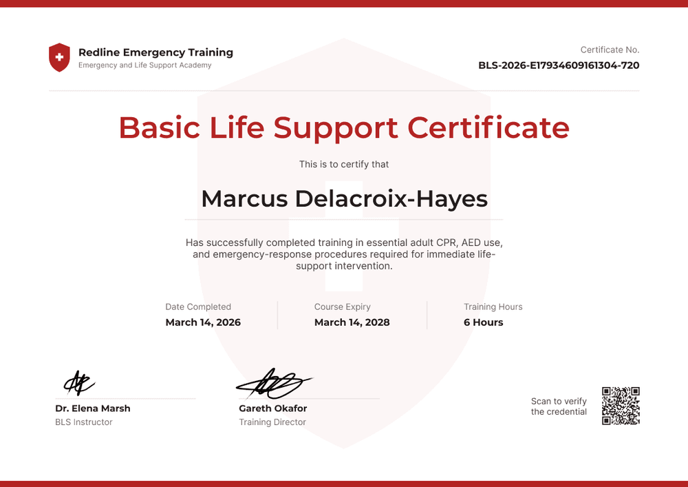 Basic Life Support Certificate Basic Life Support Certificate