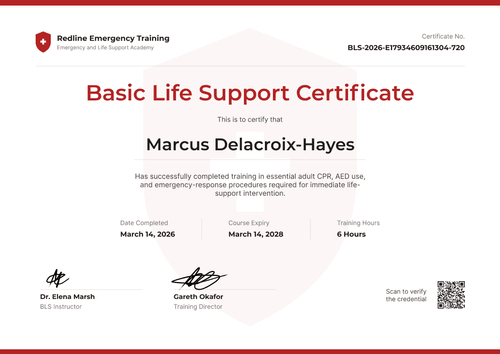 Basic Life Support Certificate Basic Life Support Certificate