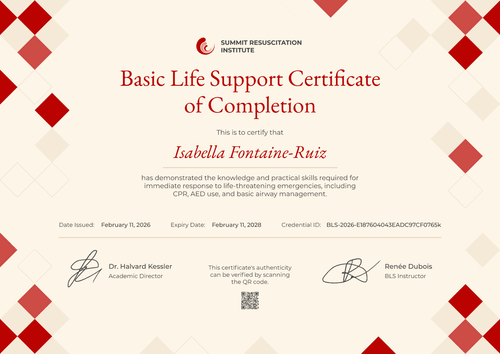 Basic Life Support Certificate of Completion Basic Life Support Certificate of Completion