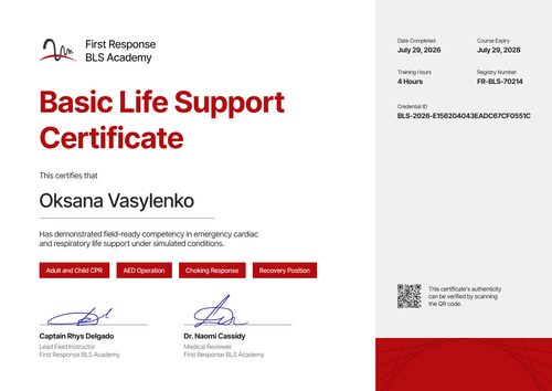 First Responder BLS Certificate First Responder BLS Certificate