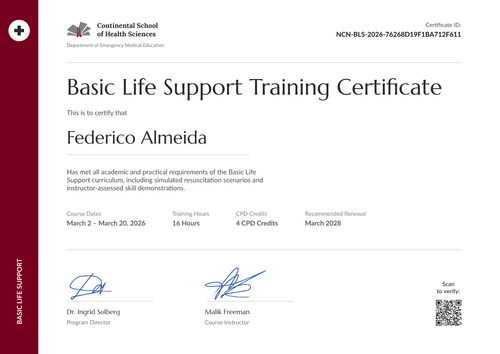 EMS Basic Life Support Training Certificate EMS Basic Life Support Training Certificate